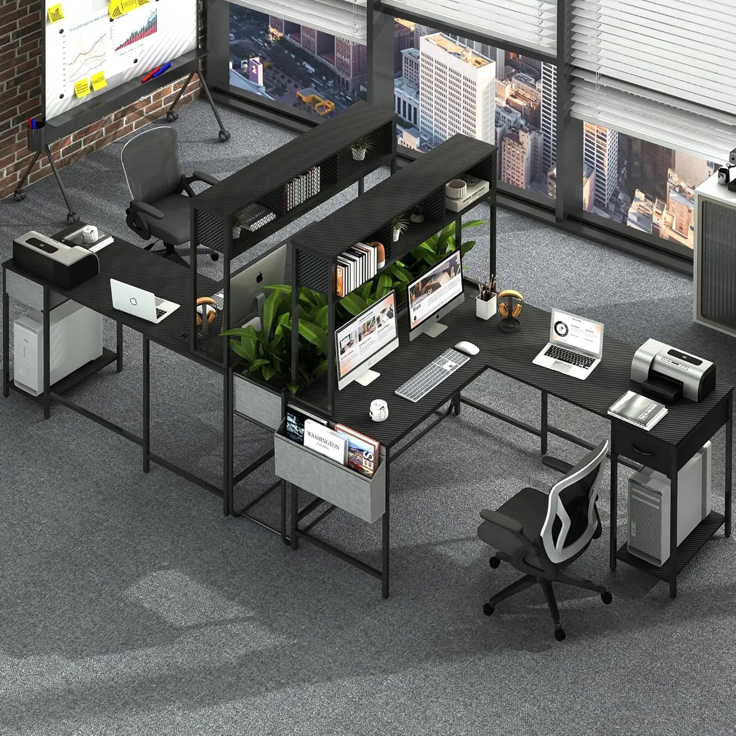 Hign-concerned Chemical L Shaped Gaming Desk With LED Drawer