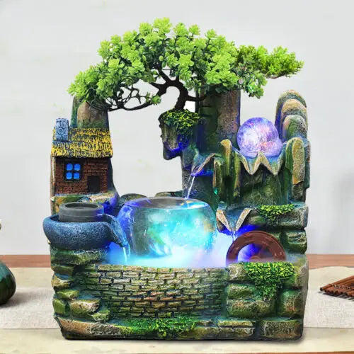Hign-Concerned Desktop Fountain Waterfall Fish Bowl Ornament