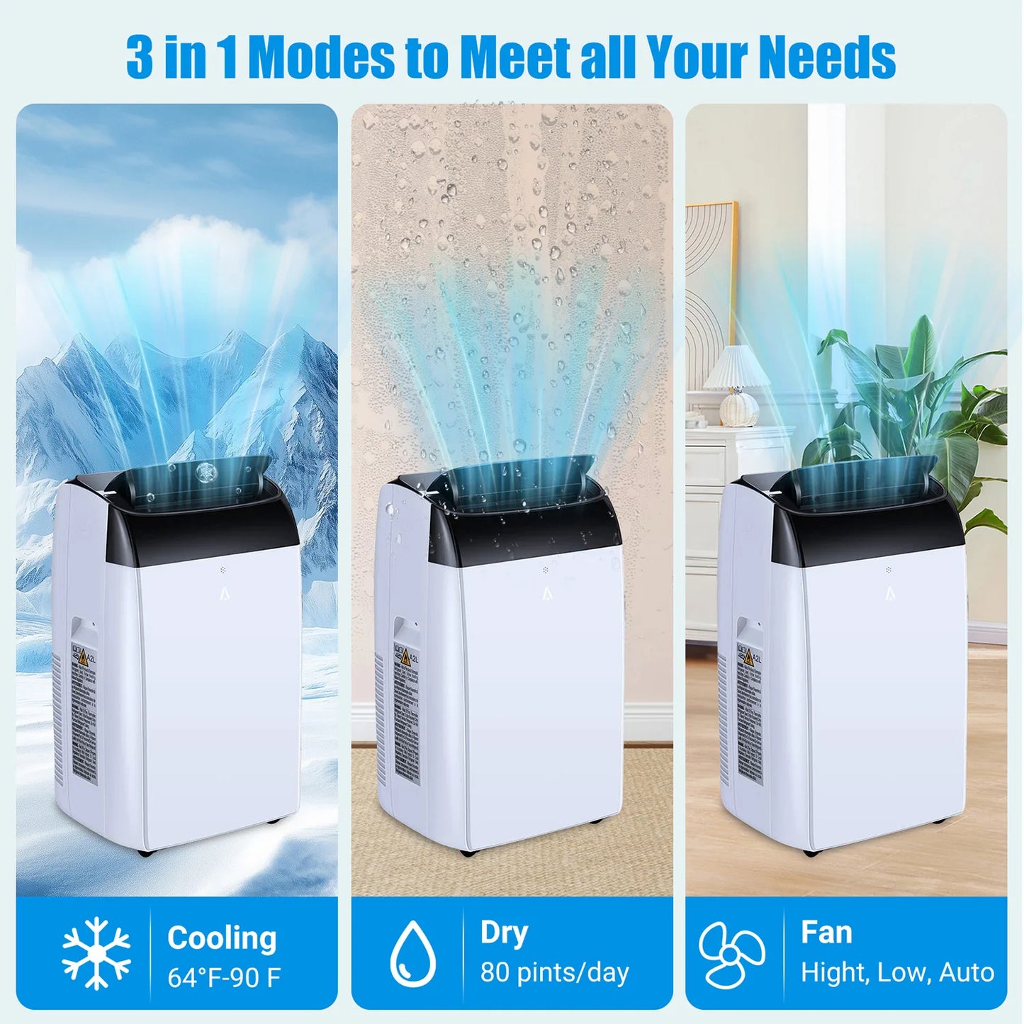 Acekool Portable Air Conditioner 3 In 1 Dehumidifier Fan