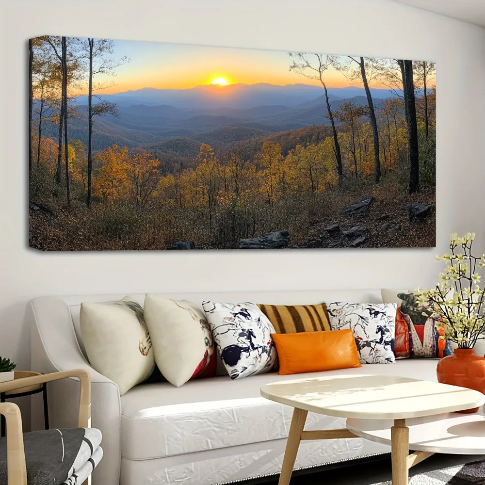 Hign-Concerned Pine Wood Frame Blue Ridge Mountain Photo