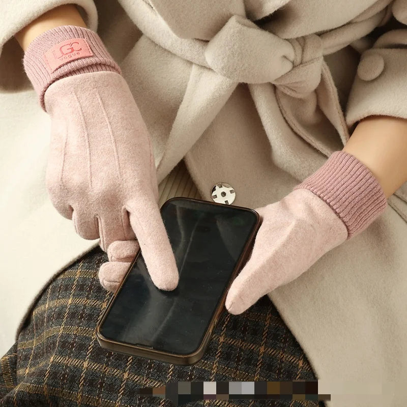 Winter Cashmere Gloves For Women Warm Touch Screen Mittens