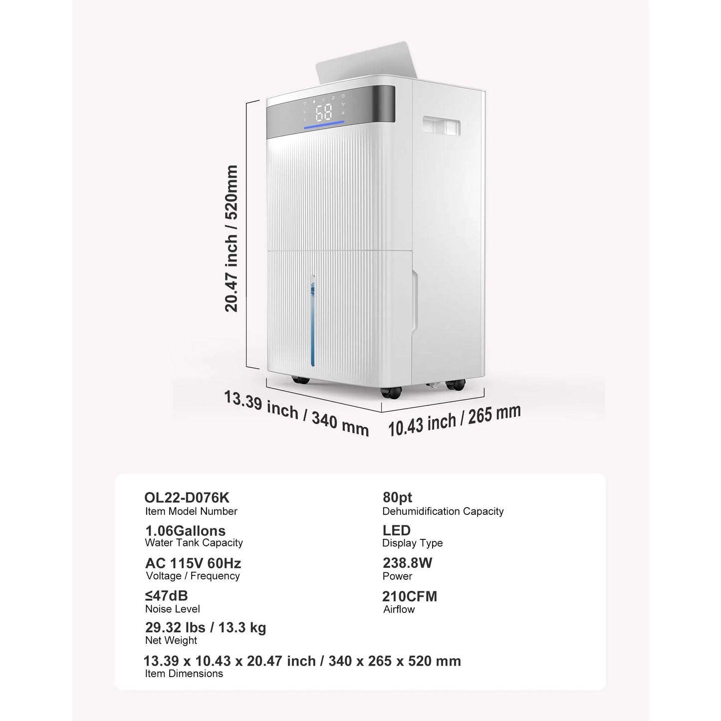 SucceBuy 52 Pint Dehumidifier For Home Basement Smart Humidity Control