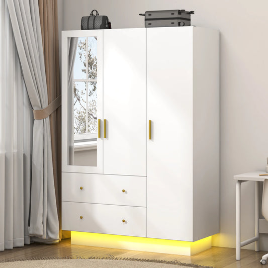 QiaoShiRen Modern Wooden Armoire Wardrobe With Hanging Rod