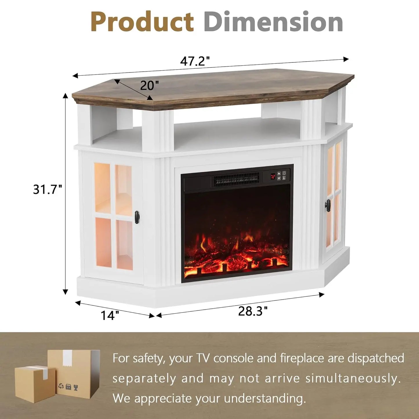 Modern Corner Fireplace TV Stand Entertainment Center With Electric Fireplace