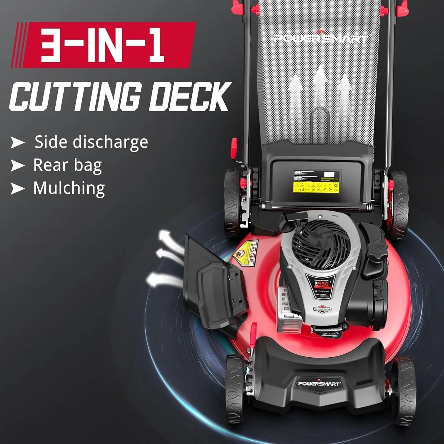 XMSJ 3 In 1 Gas Push LawnMower 140cc Briggs Stratton