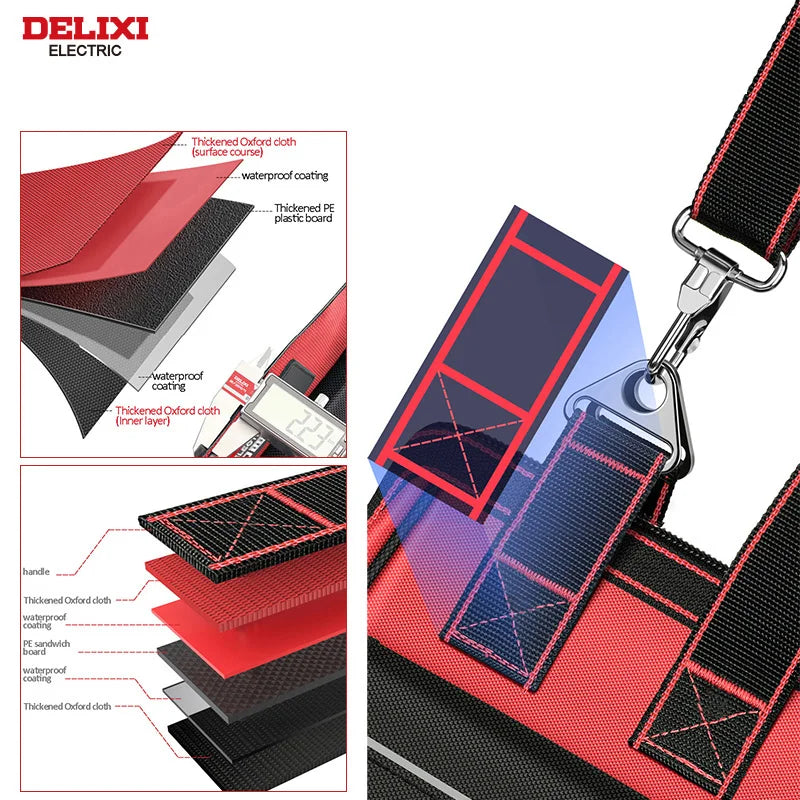 Delixi Electric Tool Bag Wide Mouth Storage Case ABS Base