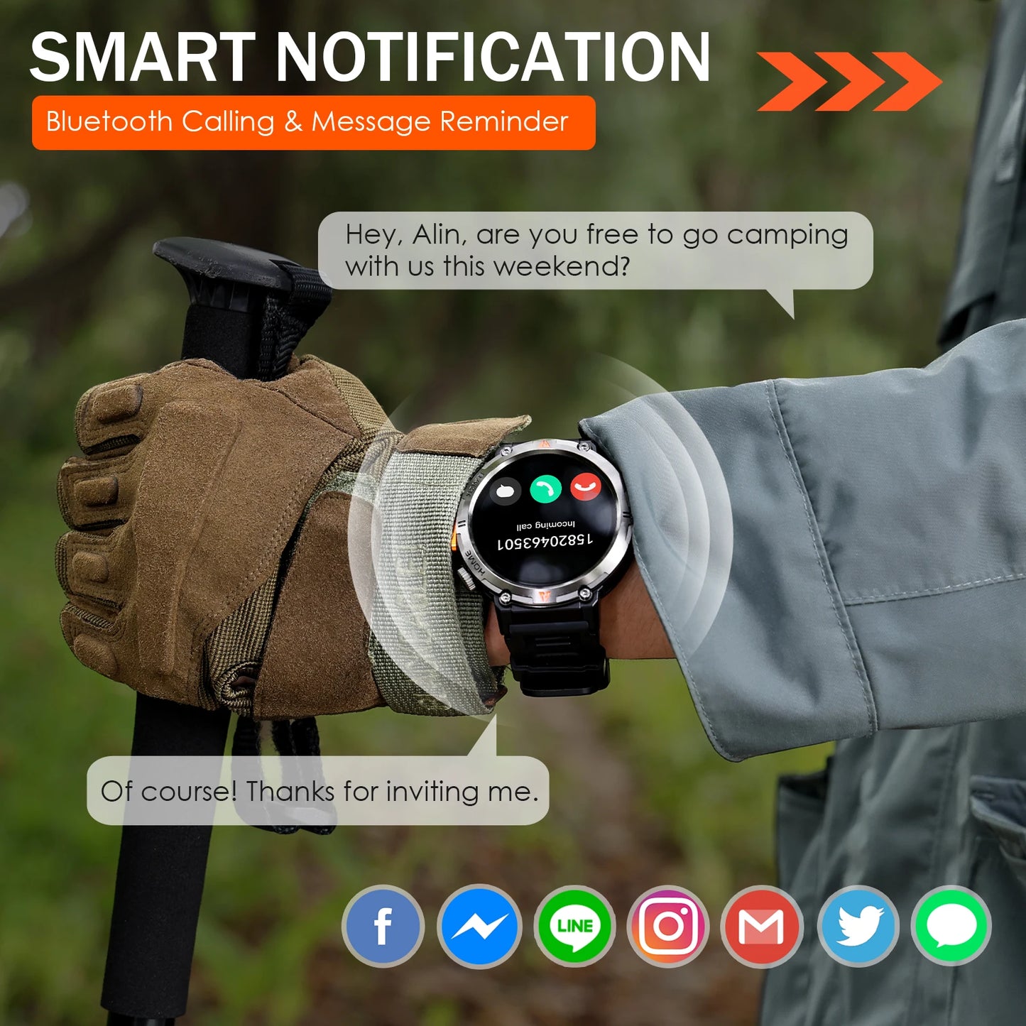 EIGIIS KE3 Smartwatch For Men Bluetooth Call Full Touch HealthMonitor