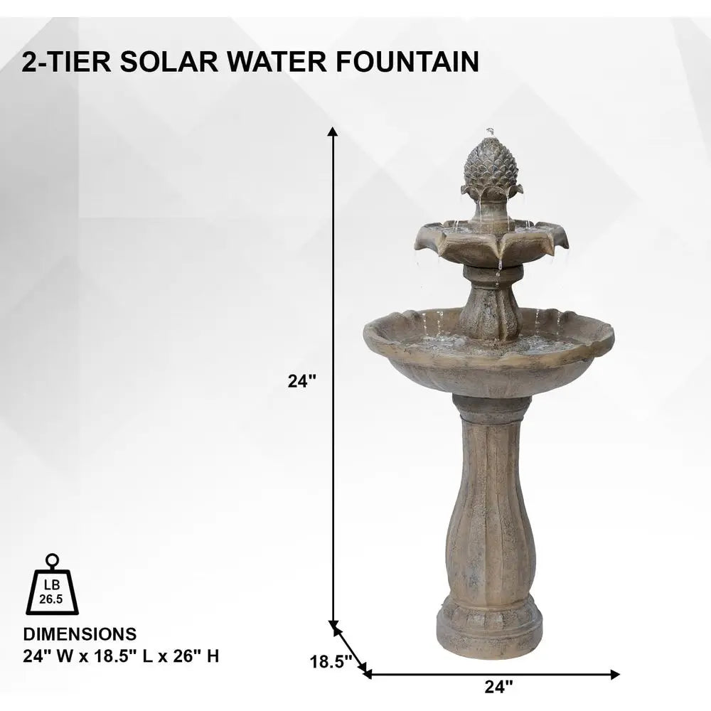 Two Tier Outdoor Water Fountain With Auto Shut Off Pump