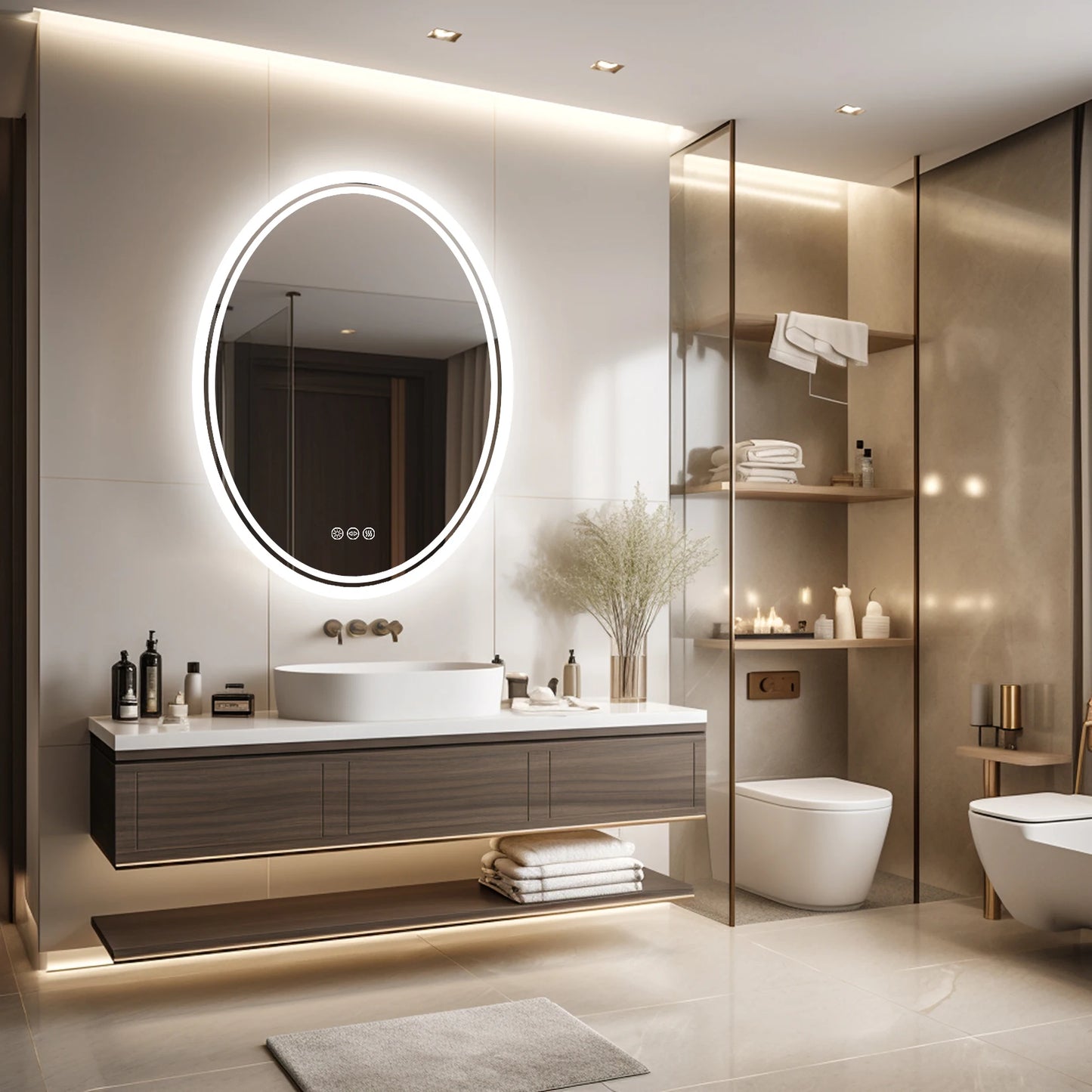 Wisfor LED Backlit Round Vanity Mirror Anti Fog Dimmable