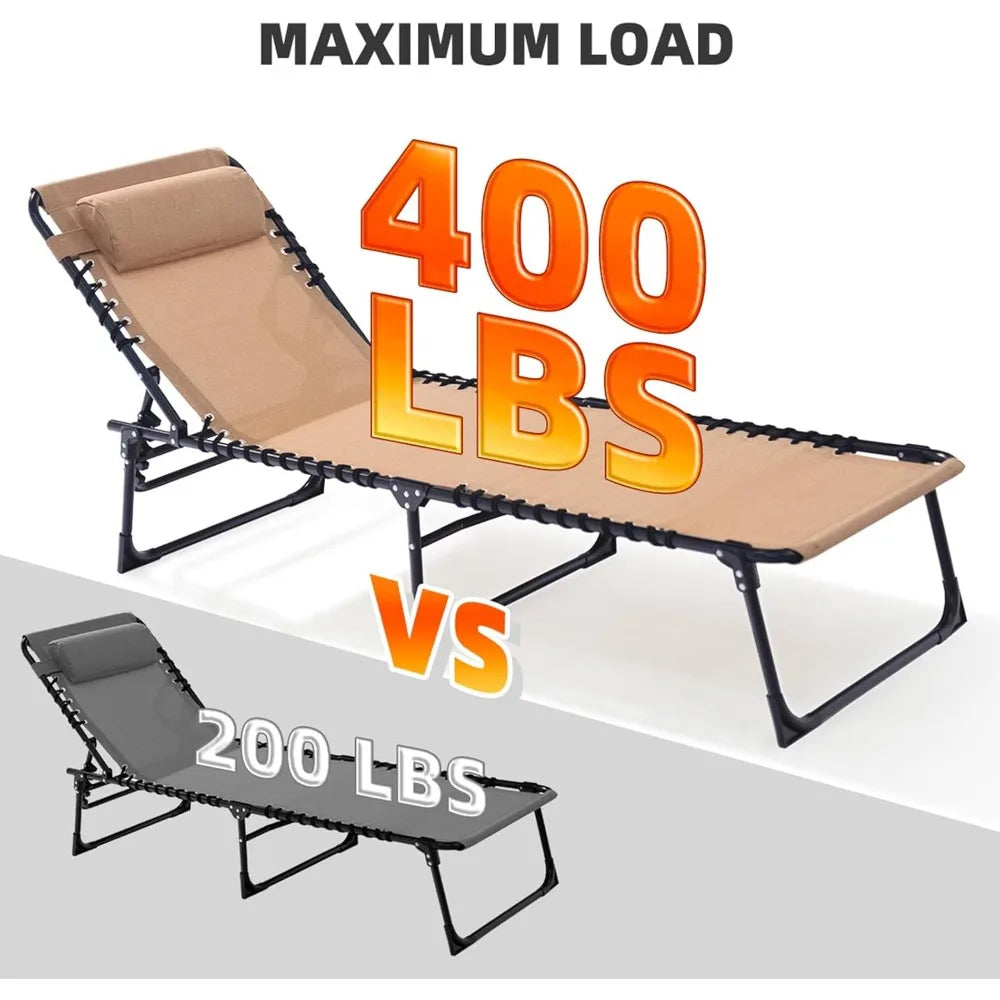 2-Piece Patio Folding Lounge Chairs With Pillow For Outdoor Use