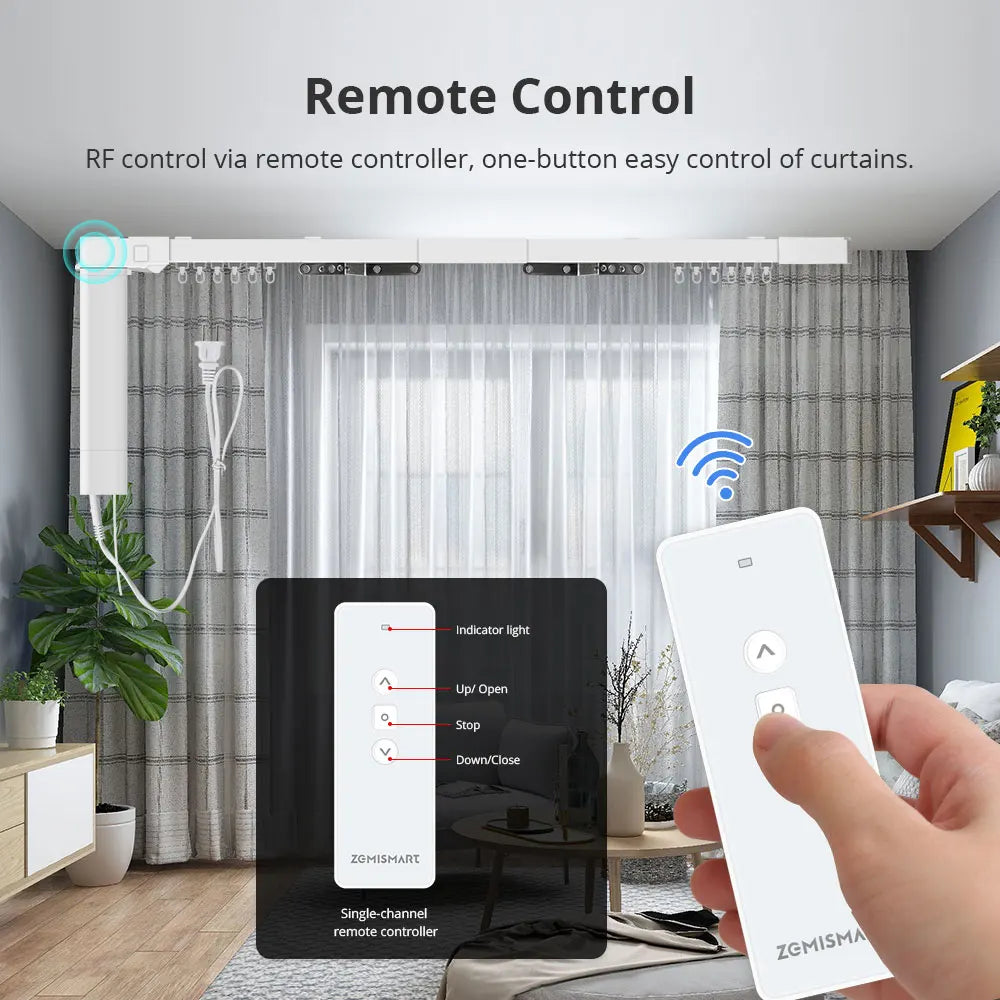 Zemismart Matter Over WiFi Curtain Track With Smart Motor HomeKit