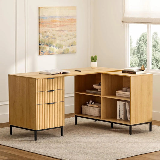 Hign-concerned Fluted Executive Desk With File Drawer