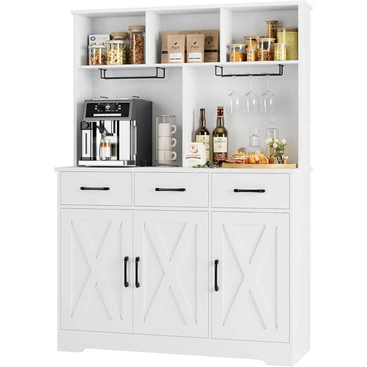 LISM Buffet Cabinet With Hutch And Bar Station For Liquor