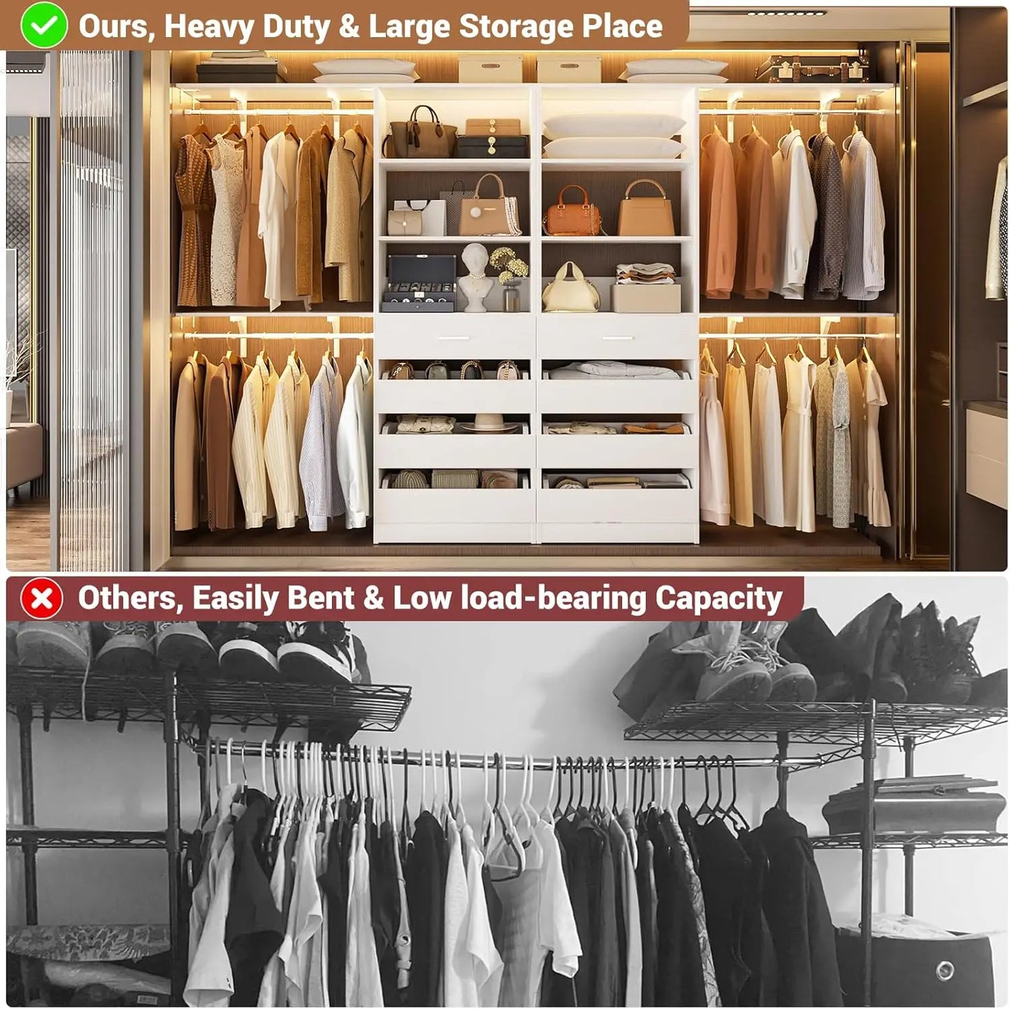 Aheaplus Closet System With 8 Wooden Drawers Organizer