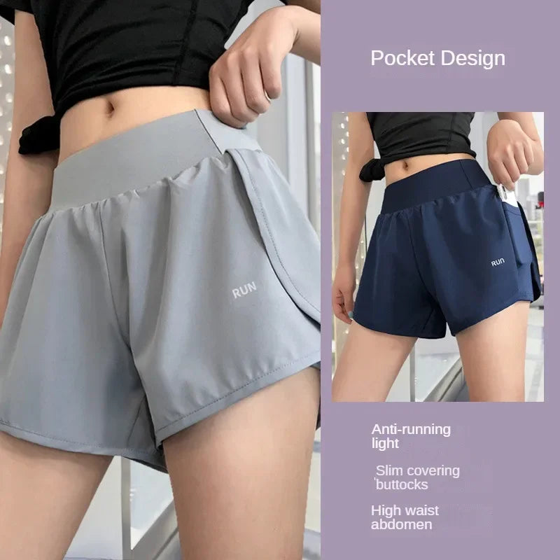 Women Leisure Sports Antiexposure Two Piece Slimming Shorts