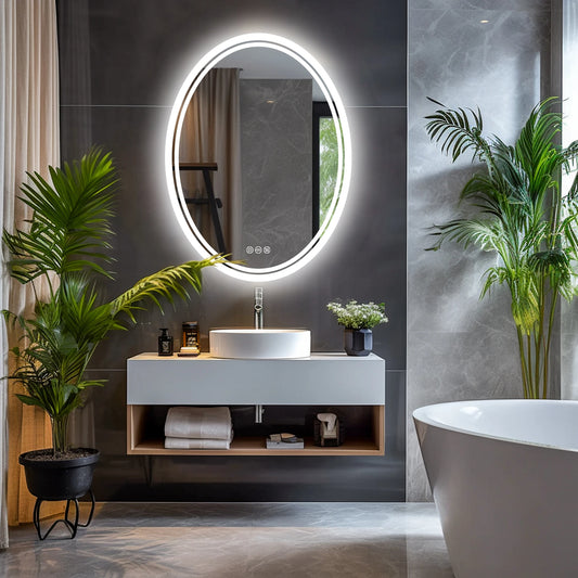 Wisfor LED Backlit Round Vanity Mirror Anti Fog Dimmable