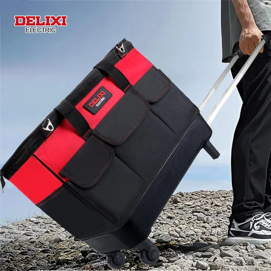 Delixi Electric Pull Rod Tool Bag With Multi Pocket Trolley