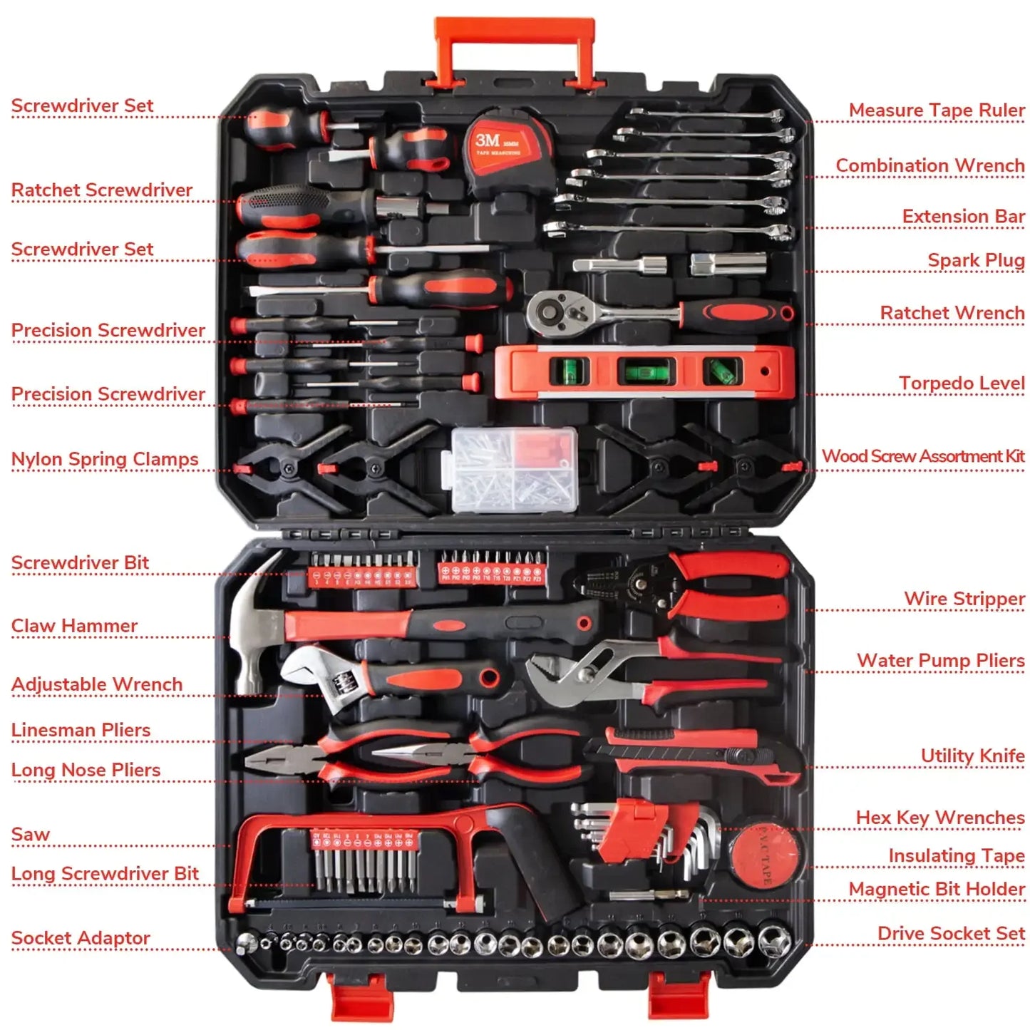 DIY Supplies 198 Piece Home Tool Set Multi Function Kit