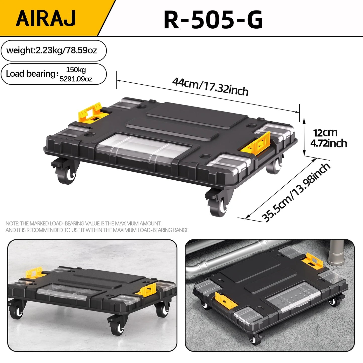 AIRAJ Multifunctional Stackable Rolling Tool Storage Box