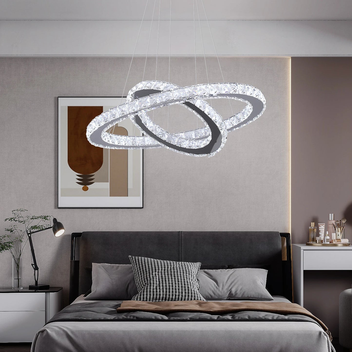 GreeLustr Crystal Chandelier Pendant Light With Dimmable LED