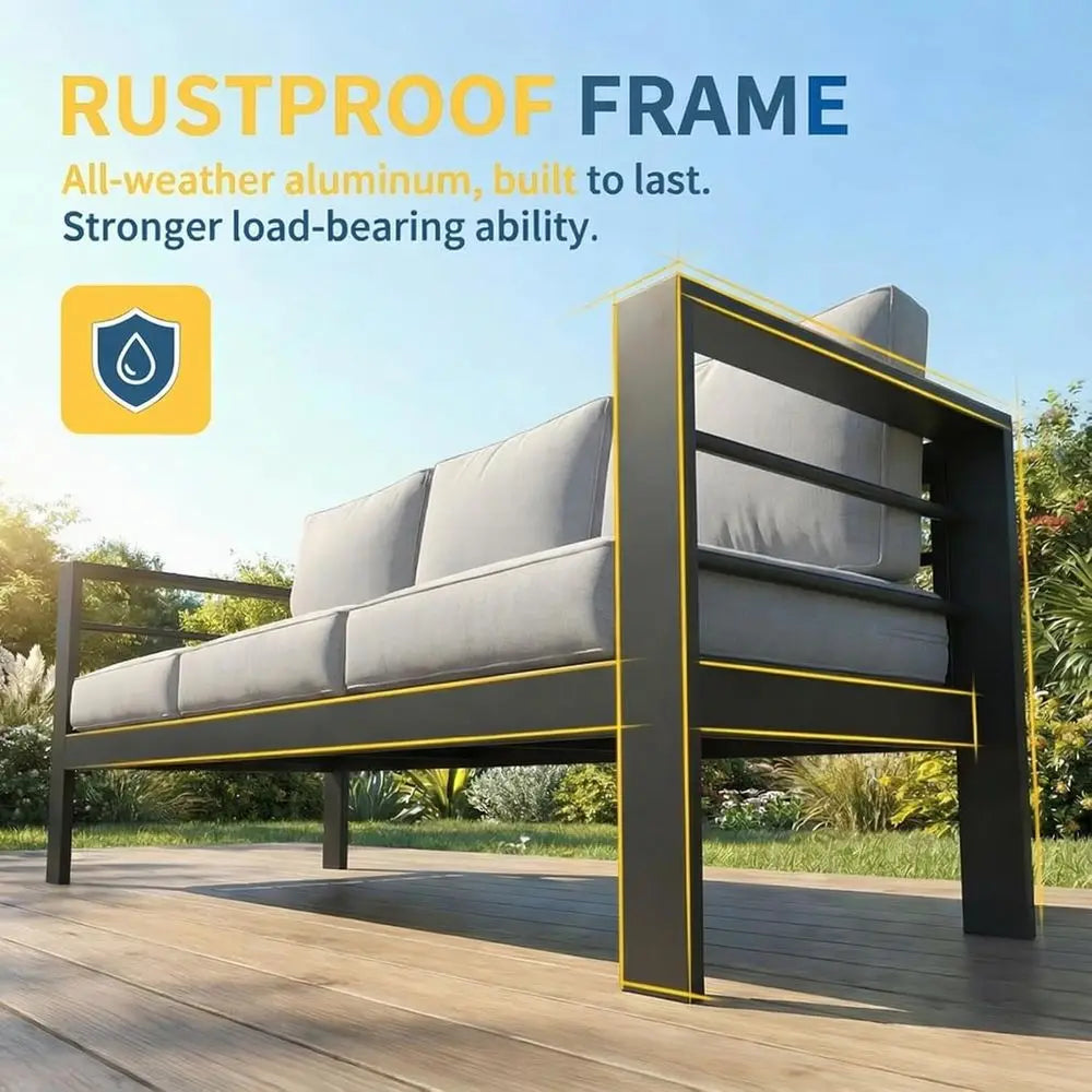 Weather Resistant Oversized Metal Patio Furniture Set With Deep Seating