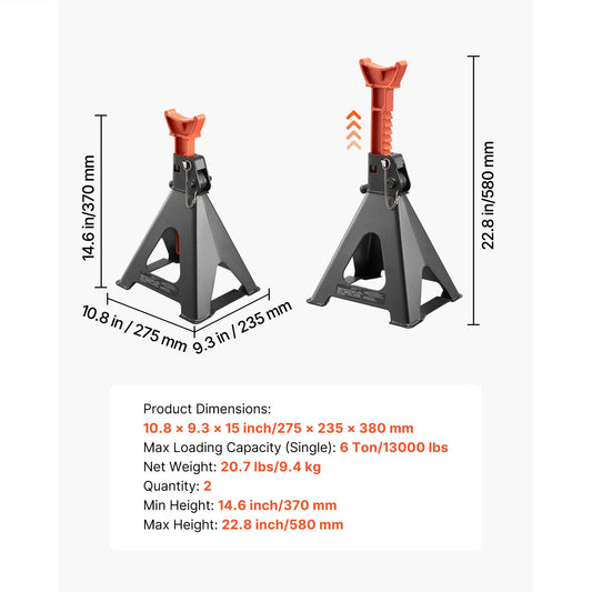 SucceBuy 3 Ton 6 Ton Heavy Duty Jack Stands Locking