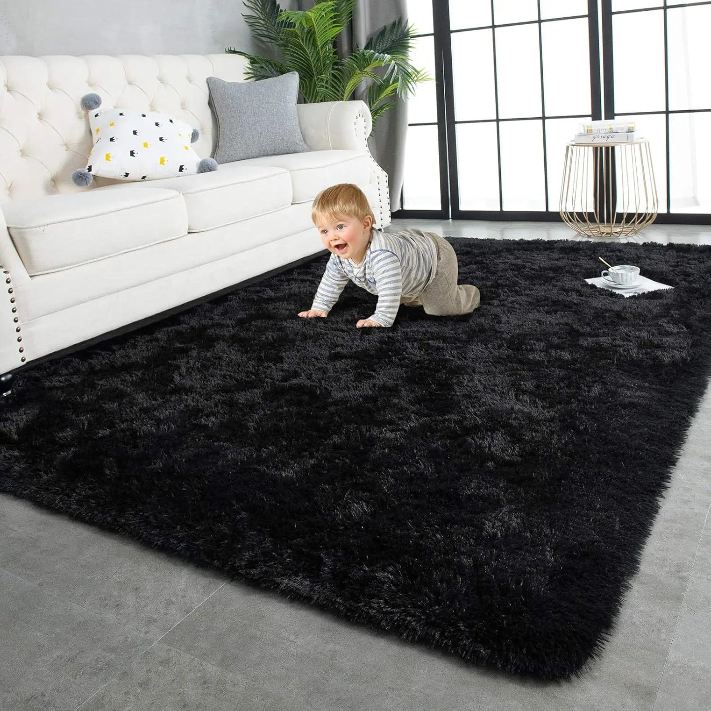 XMSJ Shaggy Rug Plush Area Rug Living Room Decor Modern