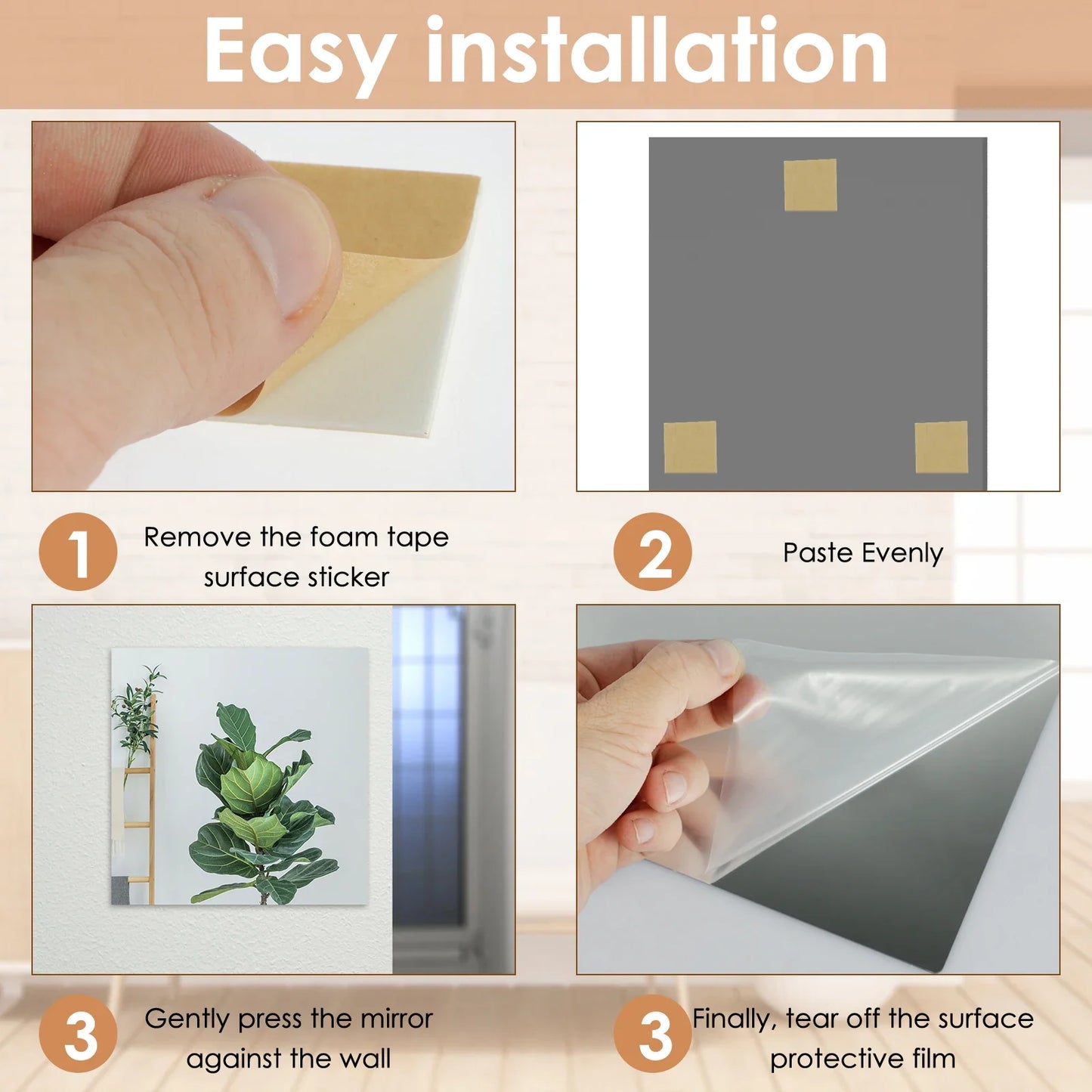 Hign Concerned Acrylic Mirror Tiles Adhesive Stickers