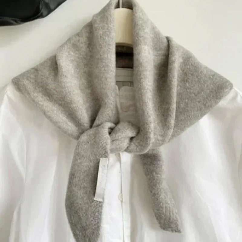 Xizou British Korean Style Wool Knitted Triangular Scarf