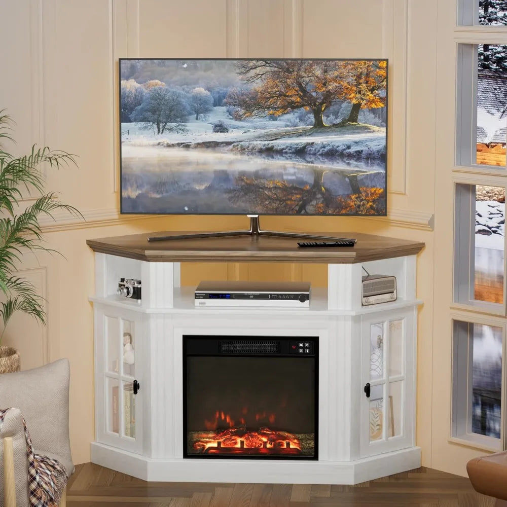 Fireplace Corner TV Stand With Electric Fireplace Modern Console