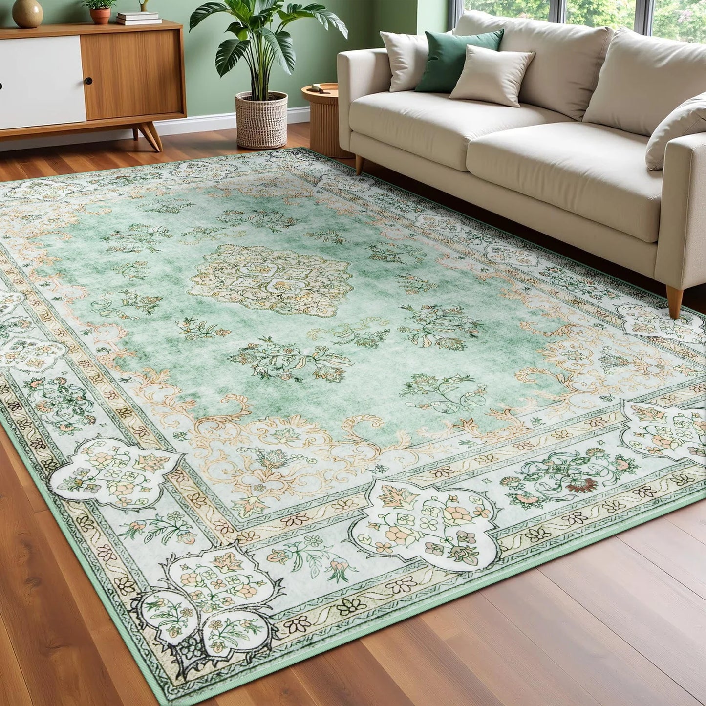 Noahas Living Room Floral Area Rugs Traditional Faux Wool
