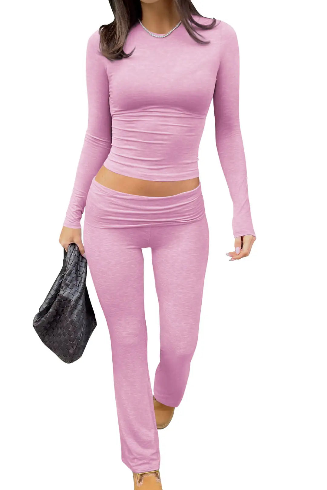 Women's Yoga Two Piece Long Sleeve Wide Leg Activewear Set
