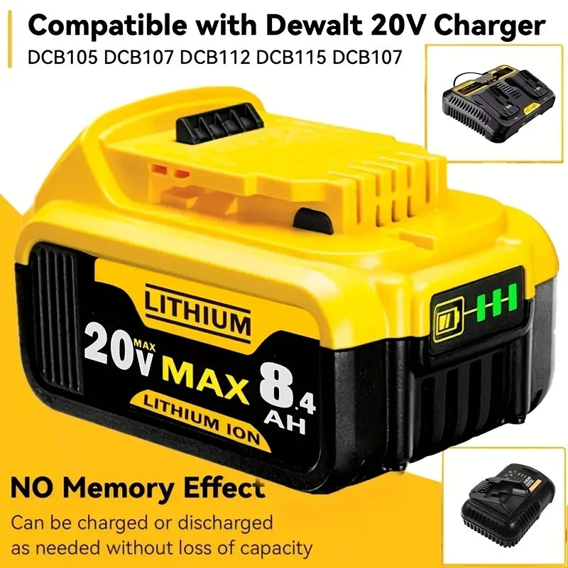 Hign-concerned 8.4Ah Replacement Battery for DeWalt 20V DCB Series