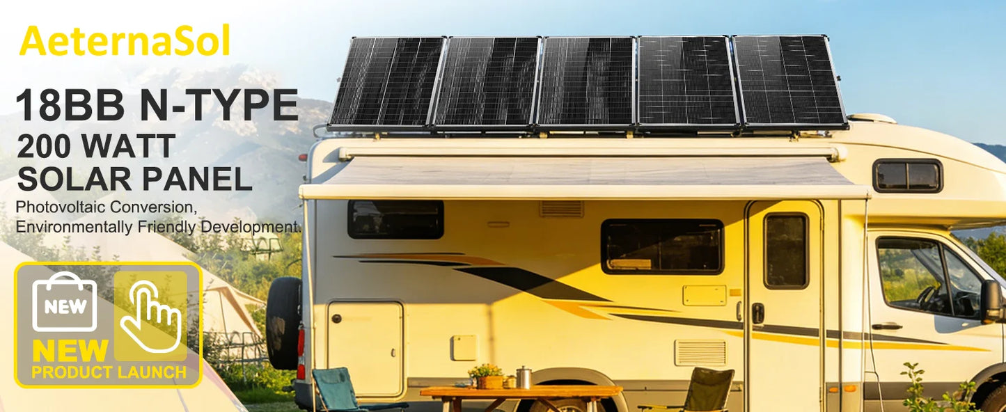 AeternaSol 400W 12V N Type Monocrystalline Solar Panel High Efficiency