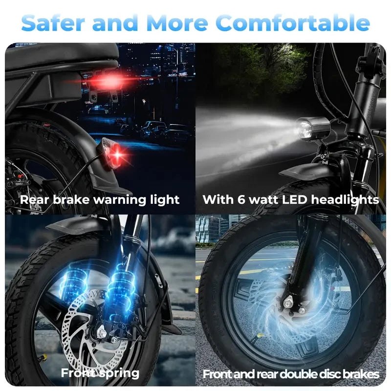 LELEKUAIFolded Foldable Electric Bicycle 500W 24MPH 48V Battery