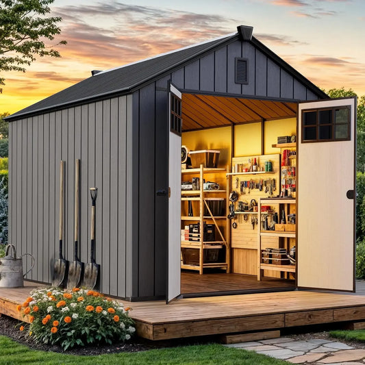 Outdoor Resin Storage Shed With Floor Door Windows And Vents