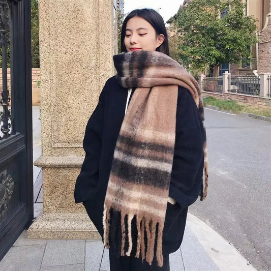 Winter Warm Tassel Scarf For Women Cotton Polyester