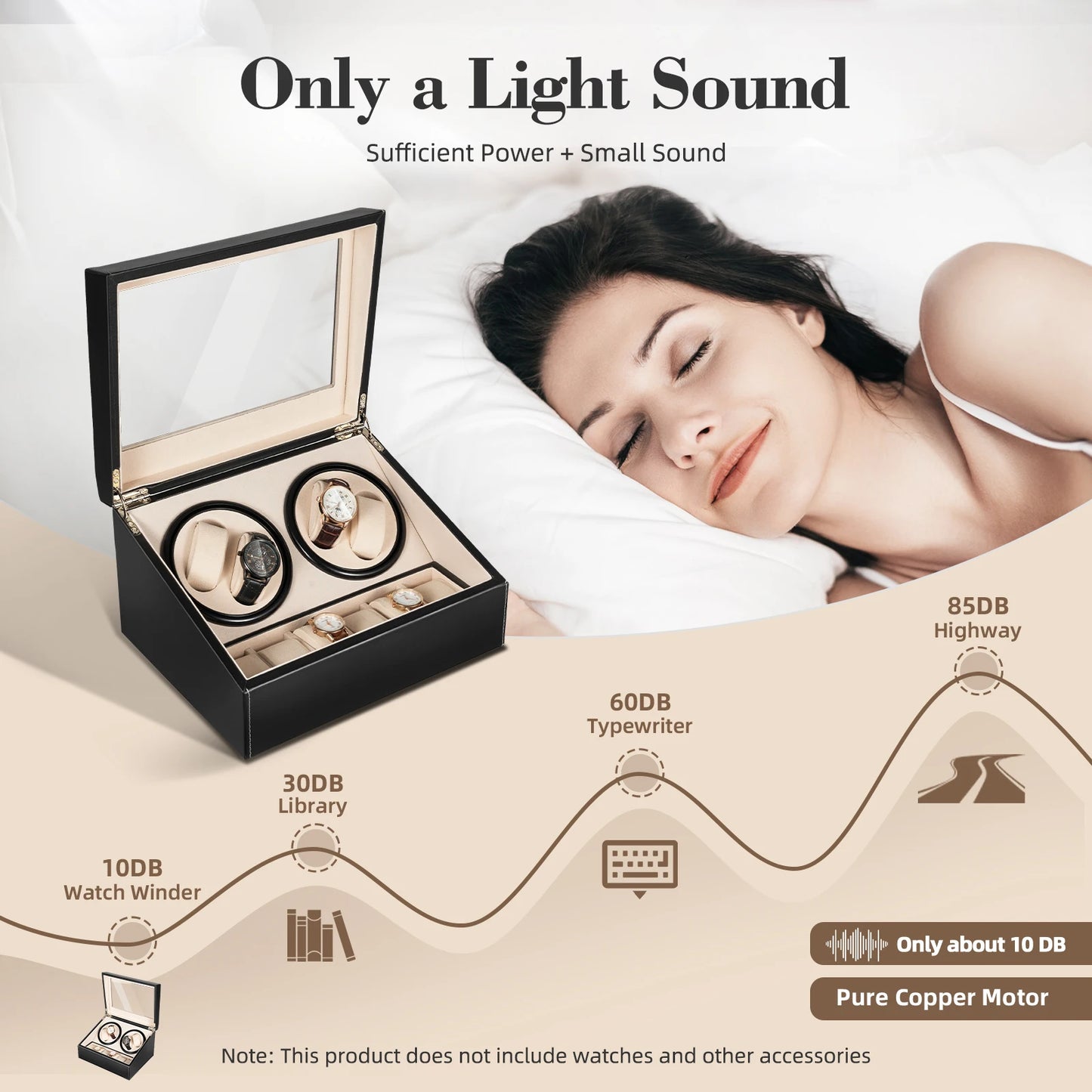 Watch Winder Box for Automatic Mechanical Watches PU Leather