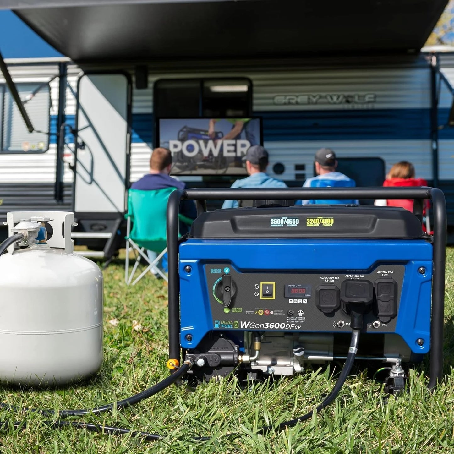 Dual Fuel Portable Generator 4650 Peak Watts RV Ready 30A