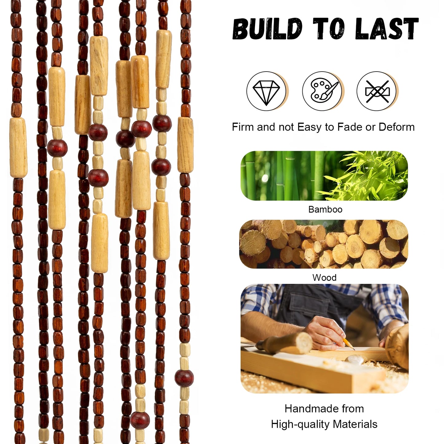 Liaoning Wood And Bamboo Beaded Curtains Door Tassels