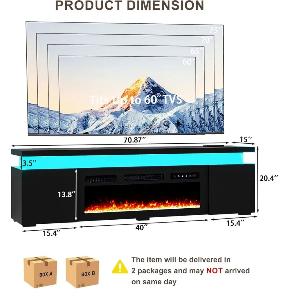 Fireplace TV Stand With LED Lights Entertainment Center