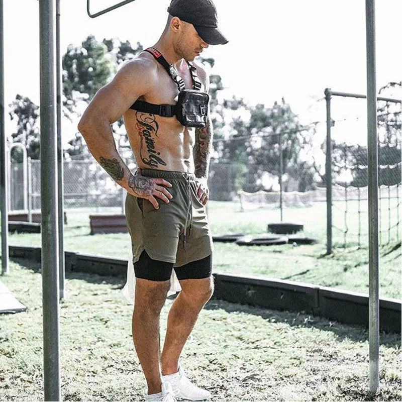 Women Breathable Double Layer Compression Shorts With Pocket