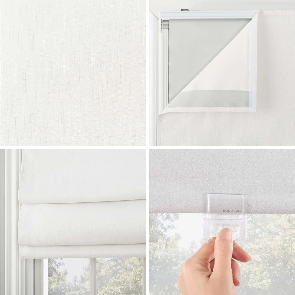 Hign-concerned Cordless Blackout Roman Shades Textured Fabric Noise Reduction