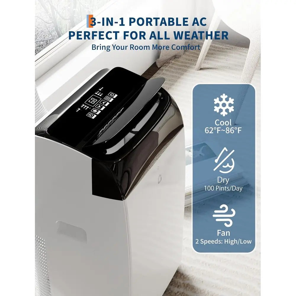 14000 BTU Portable Air Conditioner With Remote Control Quiet 48dB