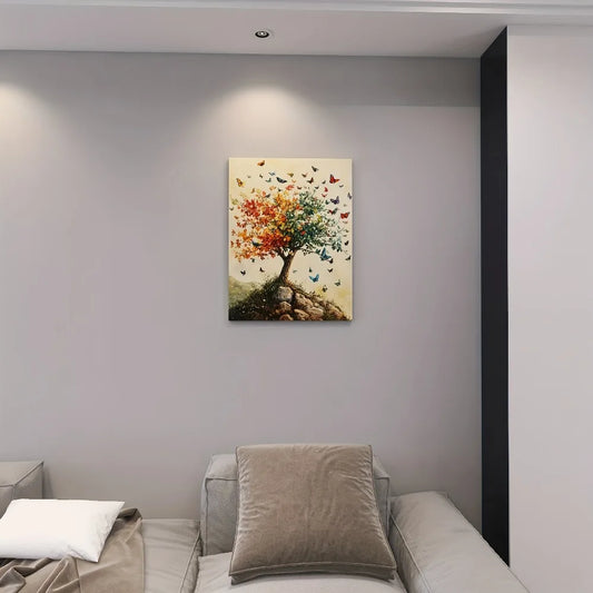 Hign-concerned Tree Of Life Art With Butterflies Wall Panel