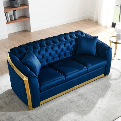 CN Guangdong Velvet Chesterfield Sofa Set Tufted 3 Seat Couch