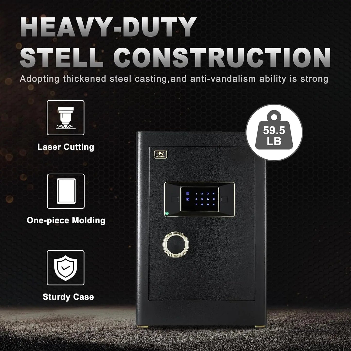XMSJ Heavy Duty Safe Box With Touch Screen Keypad Lock