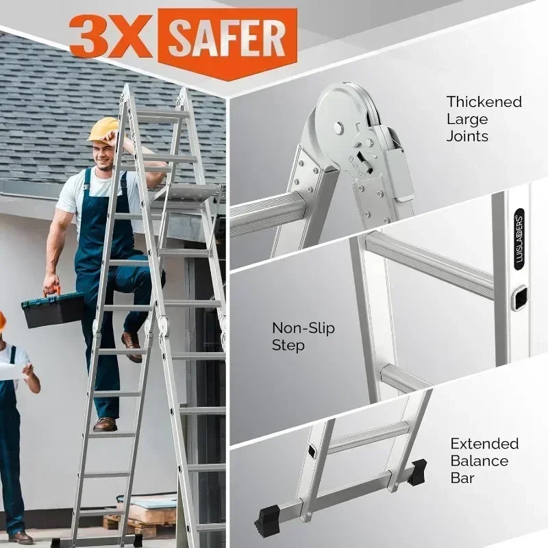 Hignconcerned Folding Ladder Extension 7 in 1 Aluminium