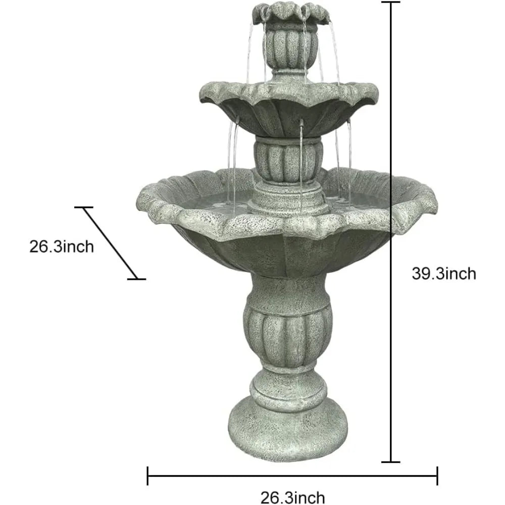 Watnature Birdbath Waterfall Fountain 3 Tier Pagoda Outdoor