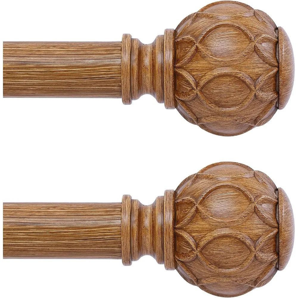 Hign-concerned Two Pack Wood Curtain Rods Adjustable